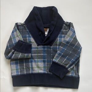 Tea Collection Plaid Pullover Sweatshirt Blue Green Size 3-6mo